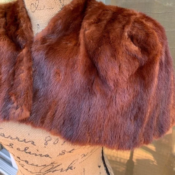 🤎🤎🤎Vintage mink stole shawl brown fur authentic